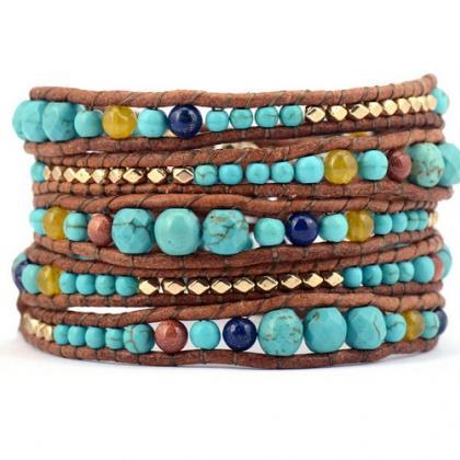 Turquoise Beaded Mix Wrap Bracelet ..