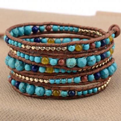 Turquoise Beaded Mix Wrap Bracelet ..