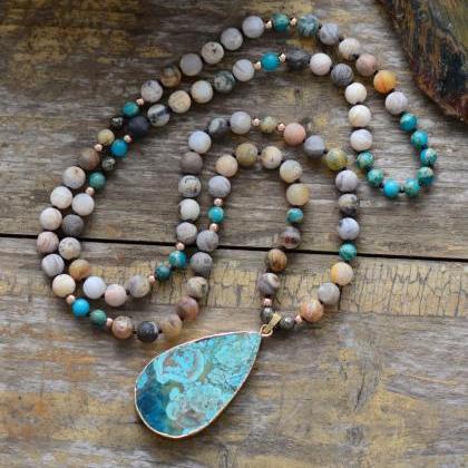 Bohemian Beaded Mix Natural Stones Knotted..