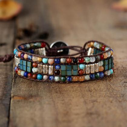 Colorful Stone Mix Beaded Bracelet ..