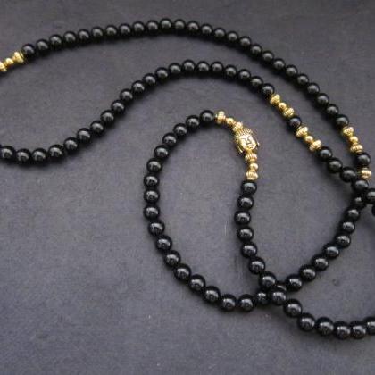 108 Mala Necklace Bracelet, Black A..