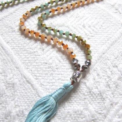Extra Long Beaded Tassel Necklace - Half Plated..