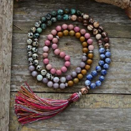 7 Chakra Beaded Tassel Necklace | Yoga Jewelry |..