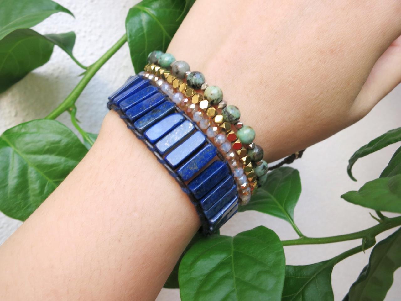Royal Blue Lapis Lazuli Wrap Bracelet